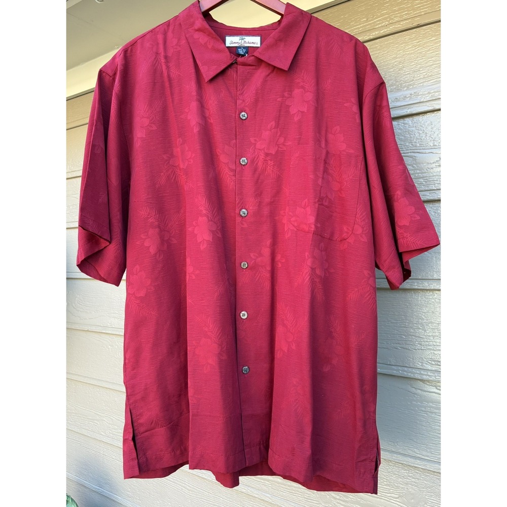 NWT Tommy Bahama Mens XL Red Silk Floral Hawaiian Short Sleeve Button Up NEW